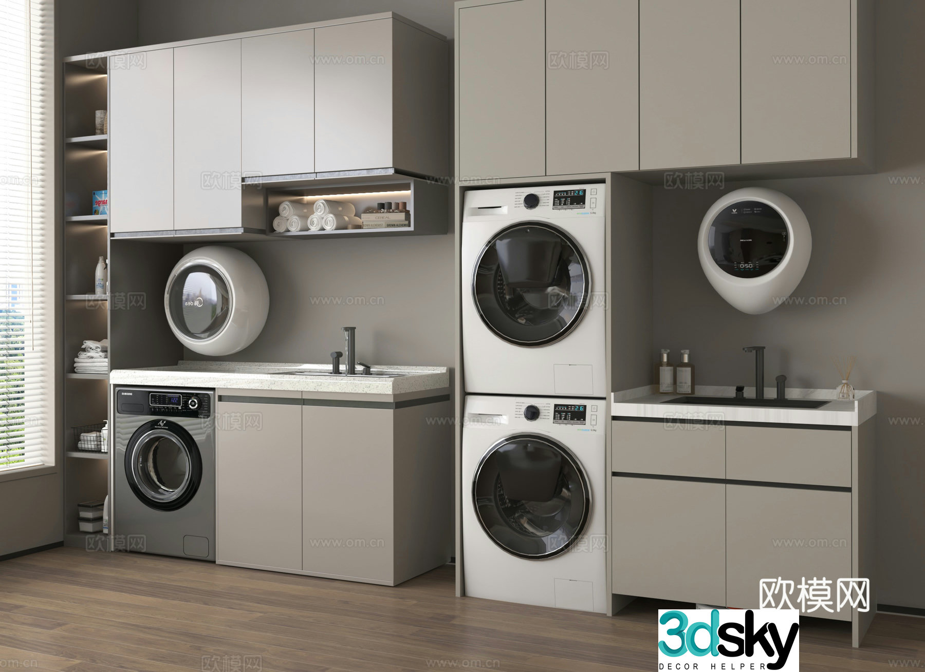 Washing machine cabinet Washing machine Wall-mounted washing machine All-in-one drying machine 3D model