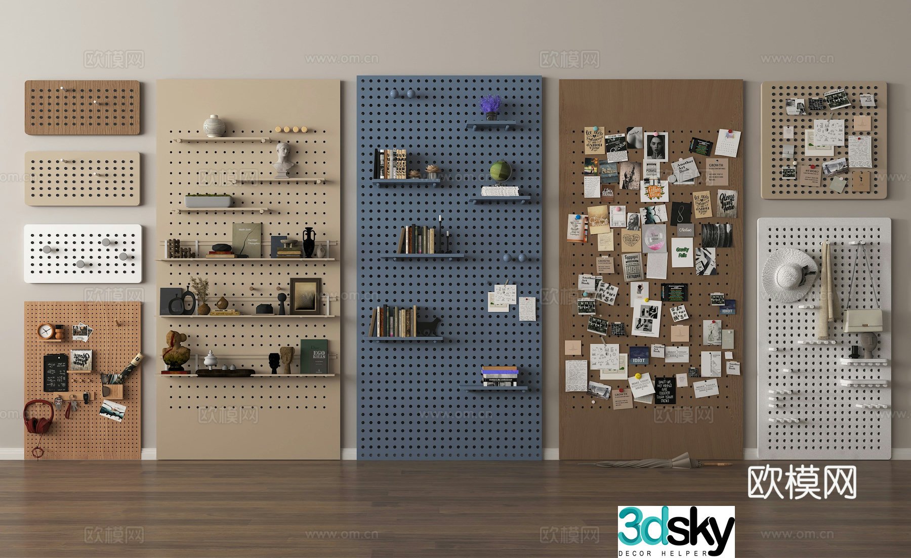 Hole board wall decorative ornament photo wall 3d model