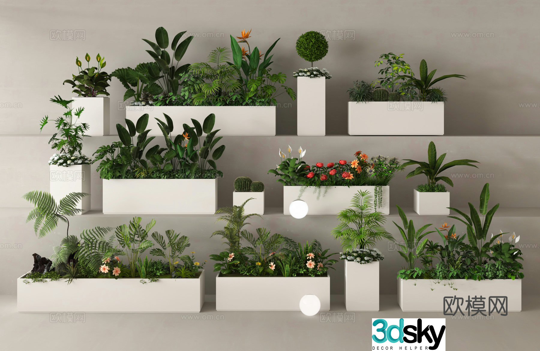 External flower box External flower tank Plant Green plants Flower 3D model