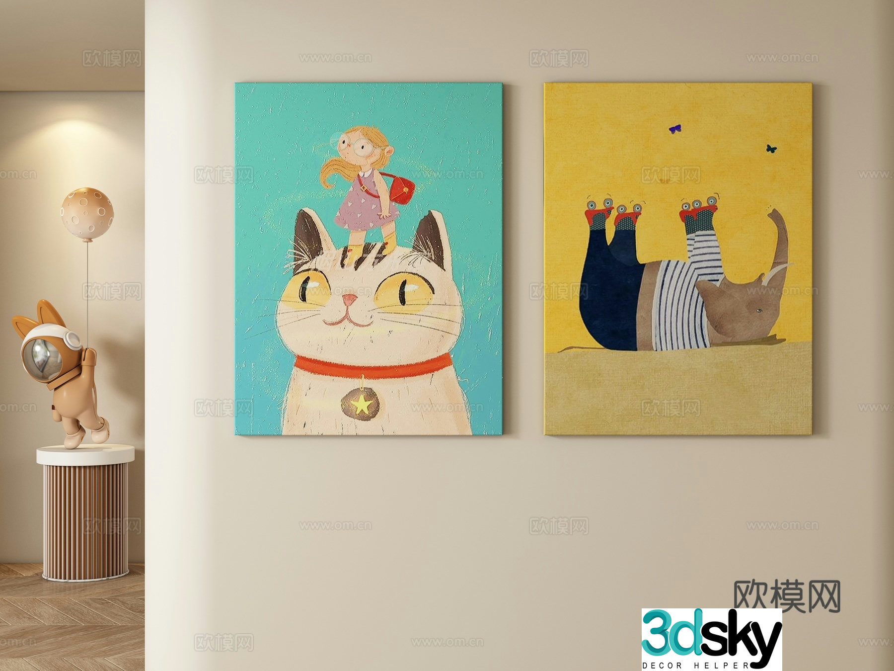 Modern cream style decorative painting hanging painting 3d model