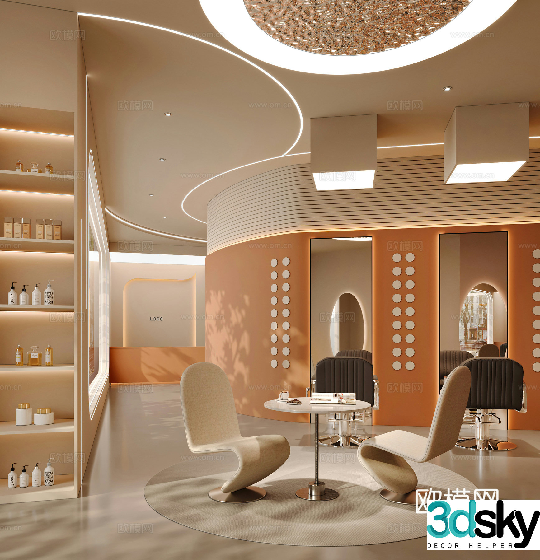 Modern barber shop 3d model