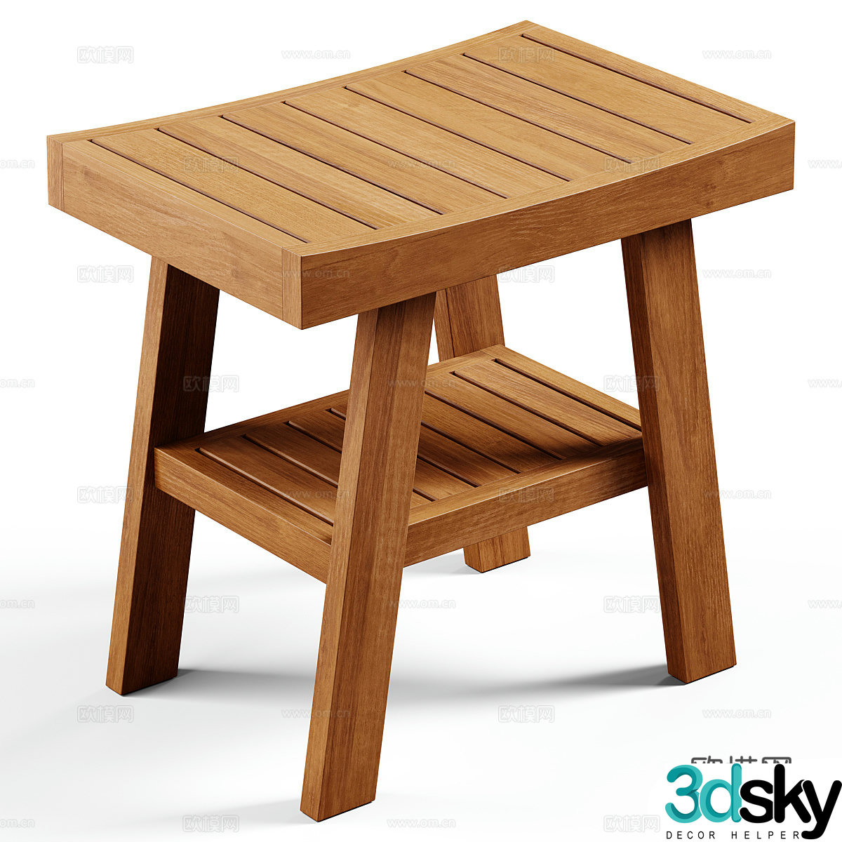 New Chinese style wasabi wooden bench 3D model