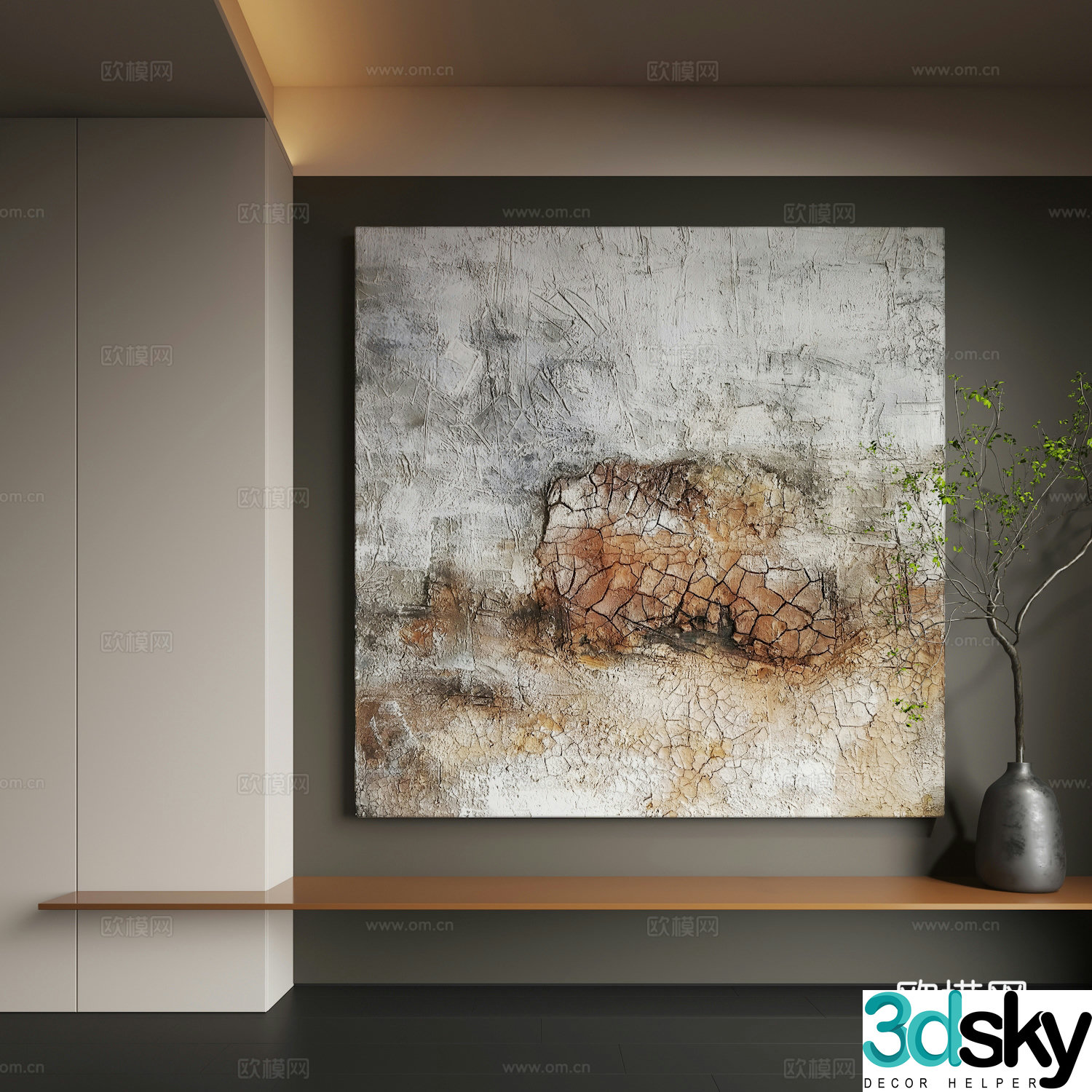 Modern abstract hanging paintings Modern Wasabi decorative paintings Modern light luxury hanging paintings 3D model