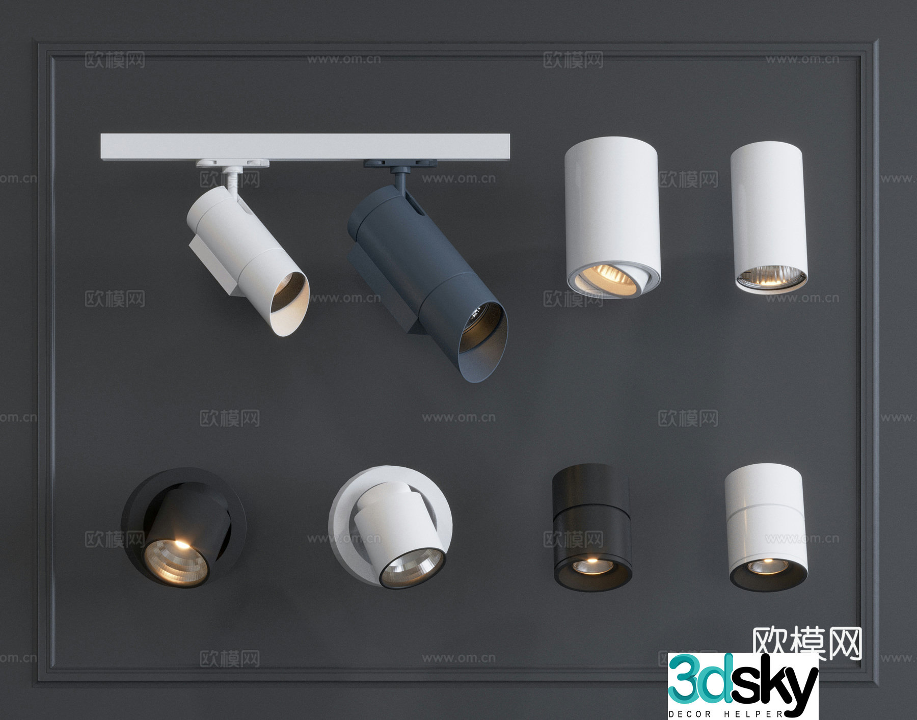 Modern downlight spotlight track light 3d model