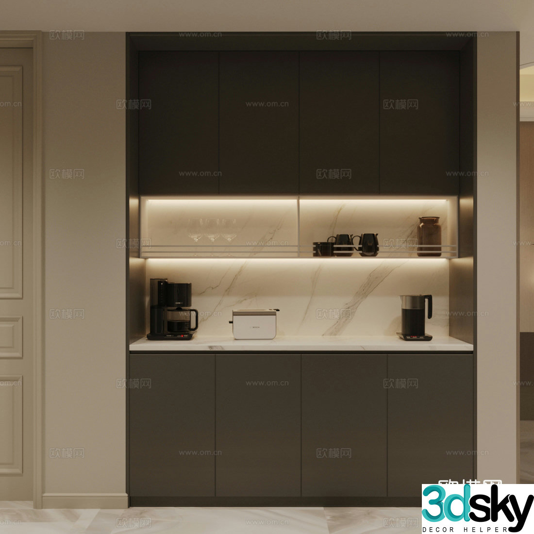 Modern minimalist sideboard finished sideboard simple sideboard dining cabinet dining cabinet sideboard end view cabinet 3D model