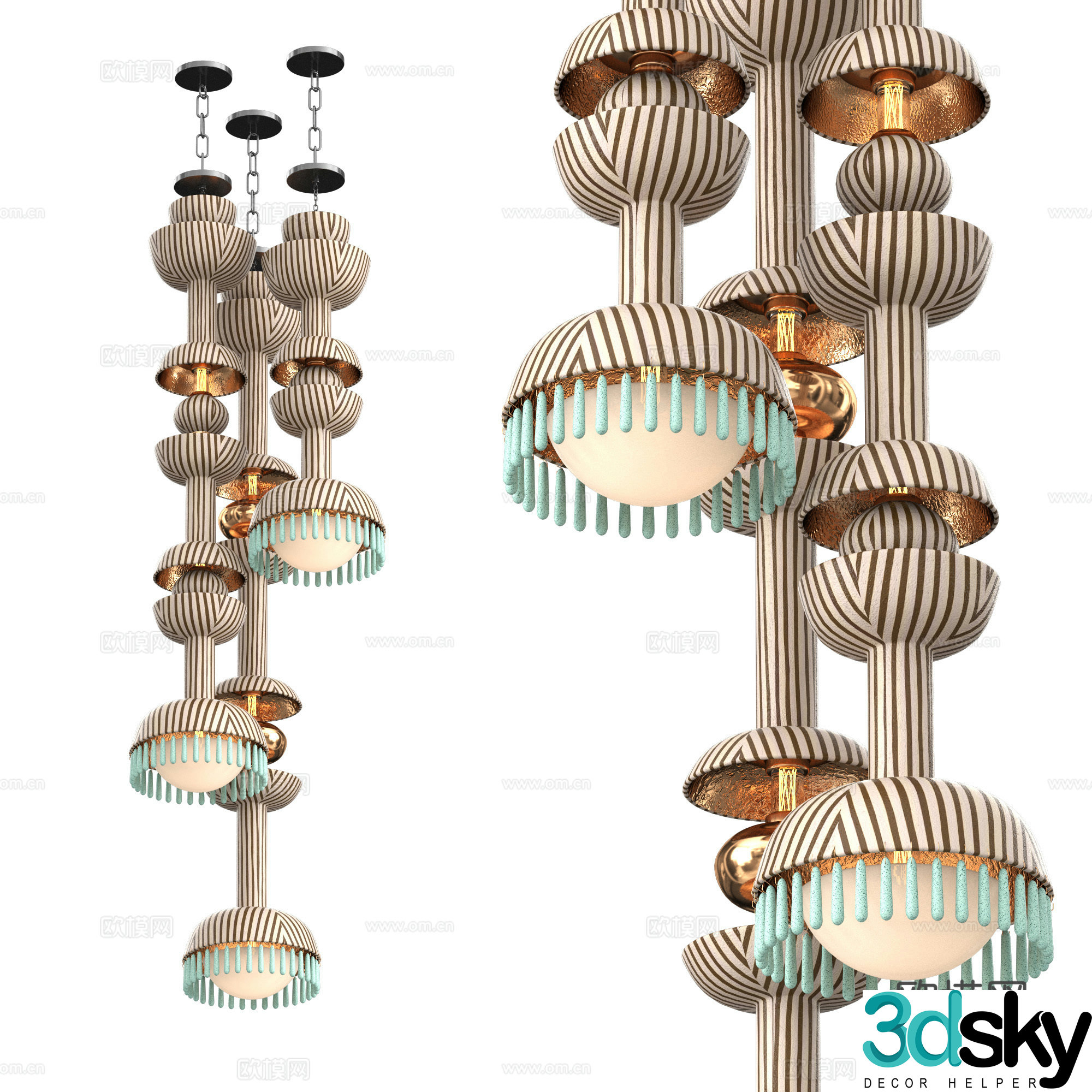 Middle-aged decorative chandelier 3d model