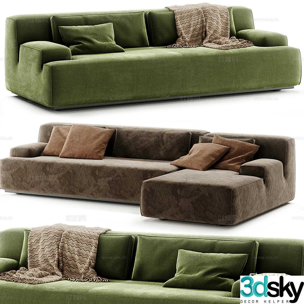 Modern Italian Meridiani NORTON Combination Sofa 3D Model