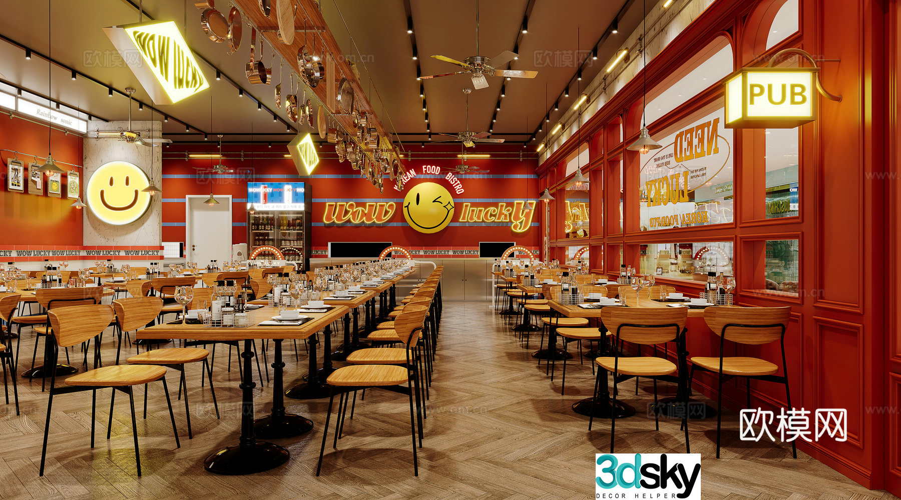 Retro style restaurant 3d model