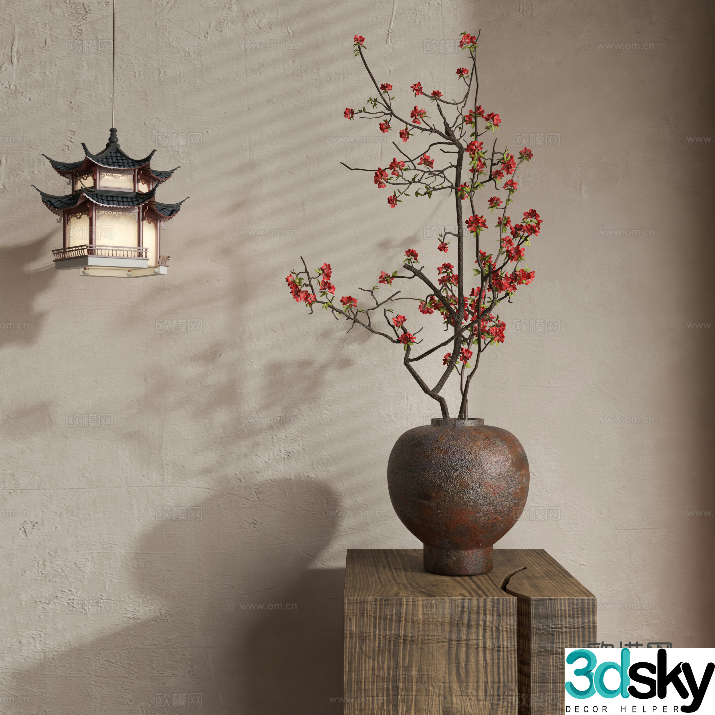 Waverly Flower Art Middle Ages Flower Art New Chinese Flower Art Modern Flower Art Vase 3D Model