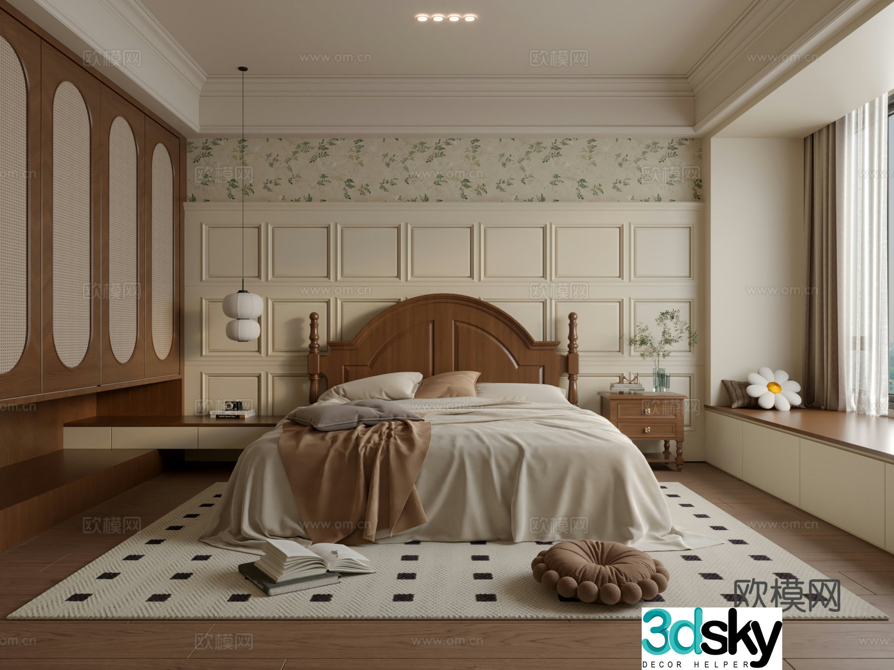 French retro bedroom 3d model