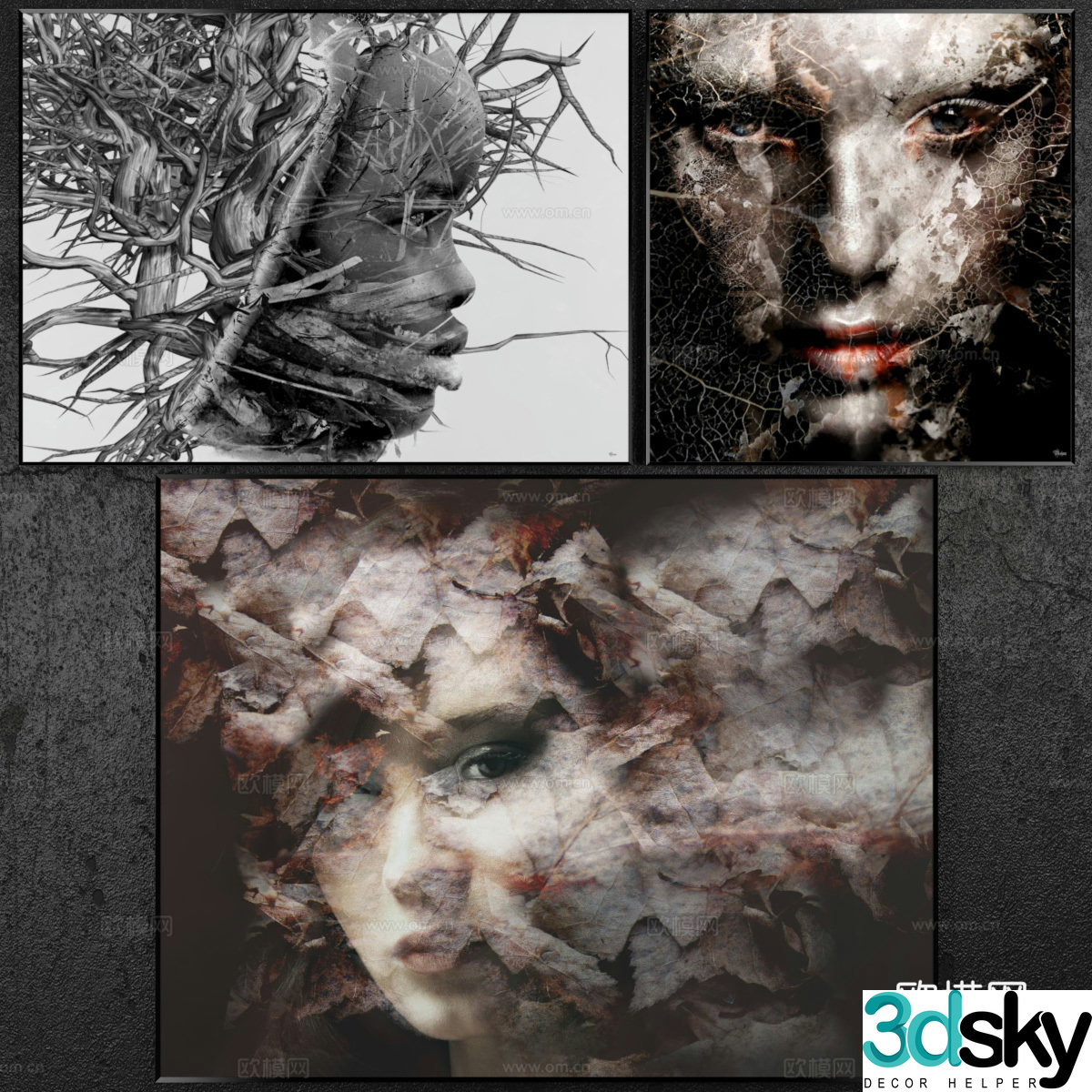 Modern abstract characters decoration hanging painting 3d model