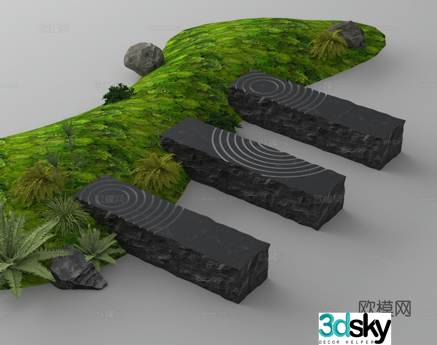 Outdoor chair stone bench stool stone bench 3D model