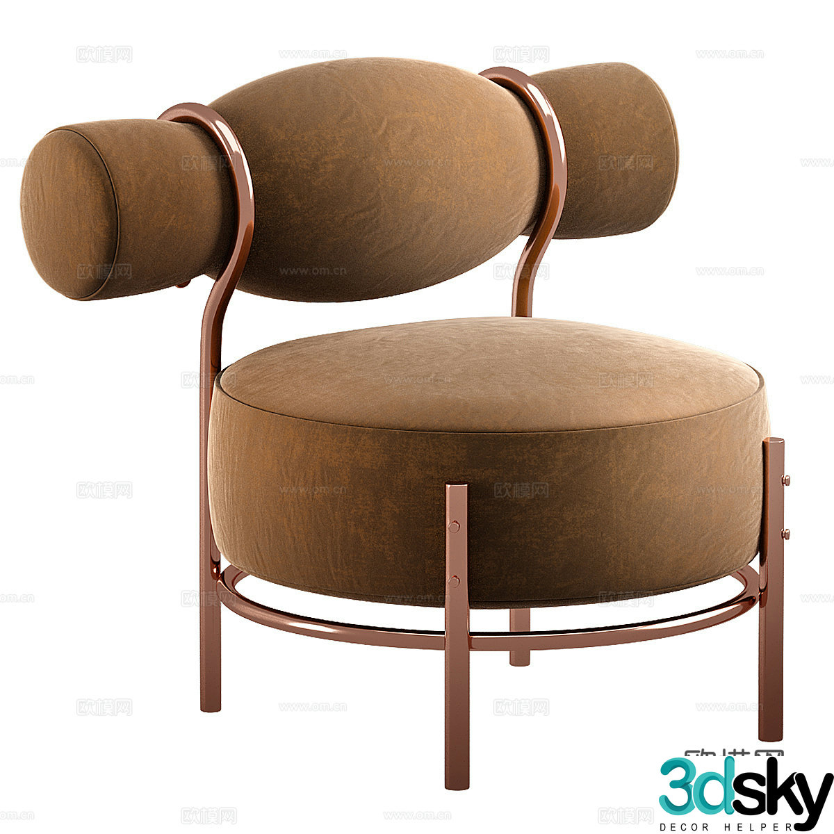 New Chinese style light luxury fabric leisure chair 3D model