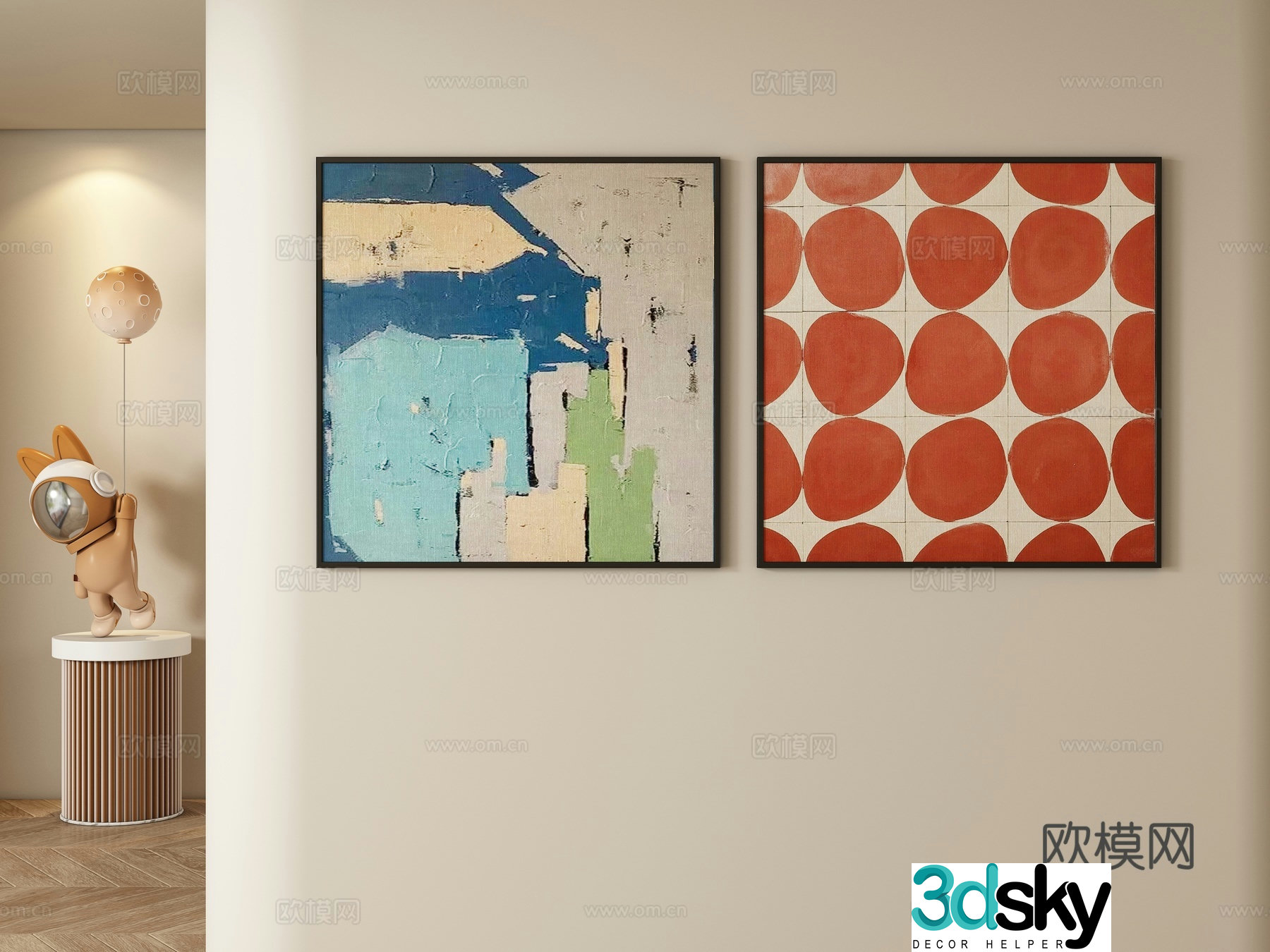 Modern decorative painting hanging painting 3d model