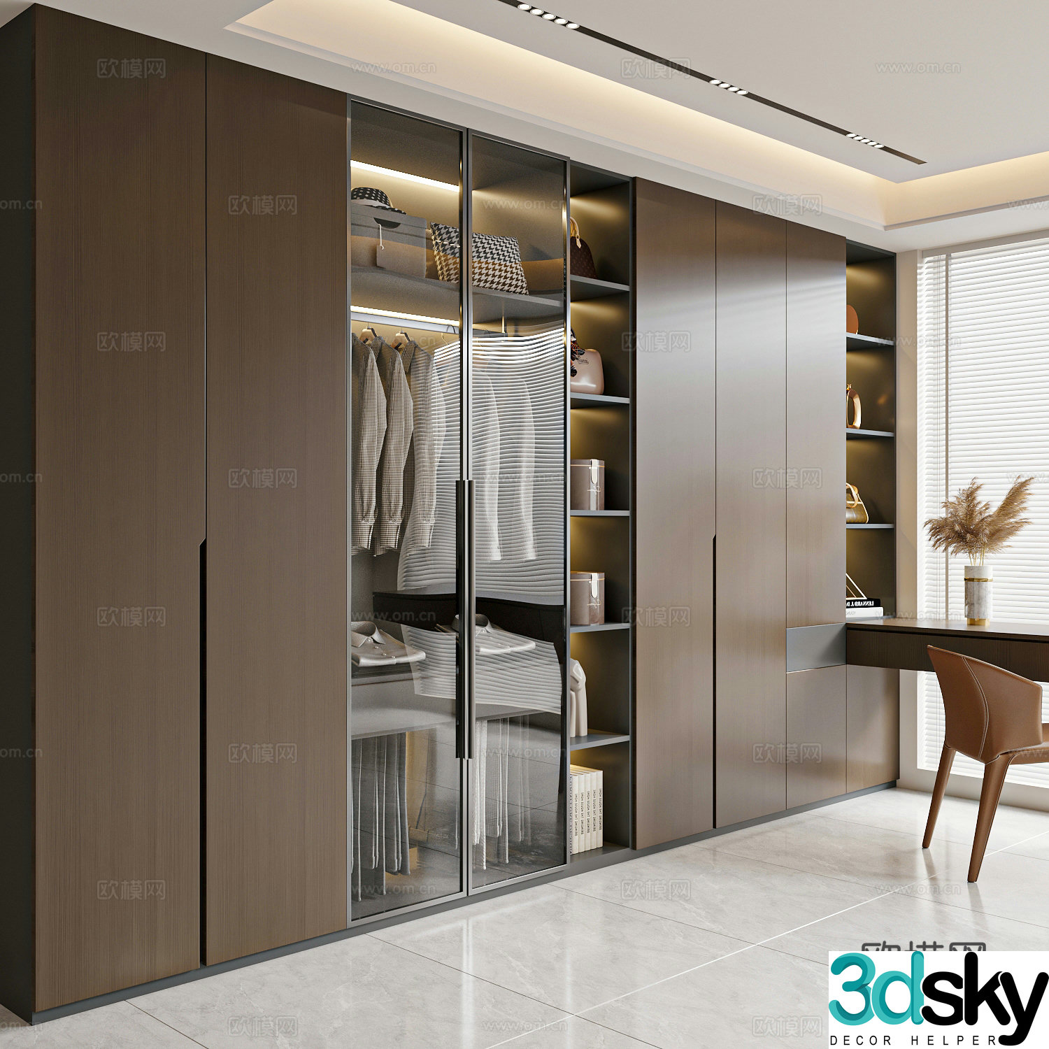Modern Italian wardrobe dressing table wardrobe 3d model
