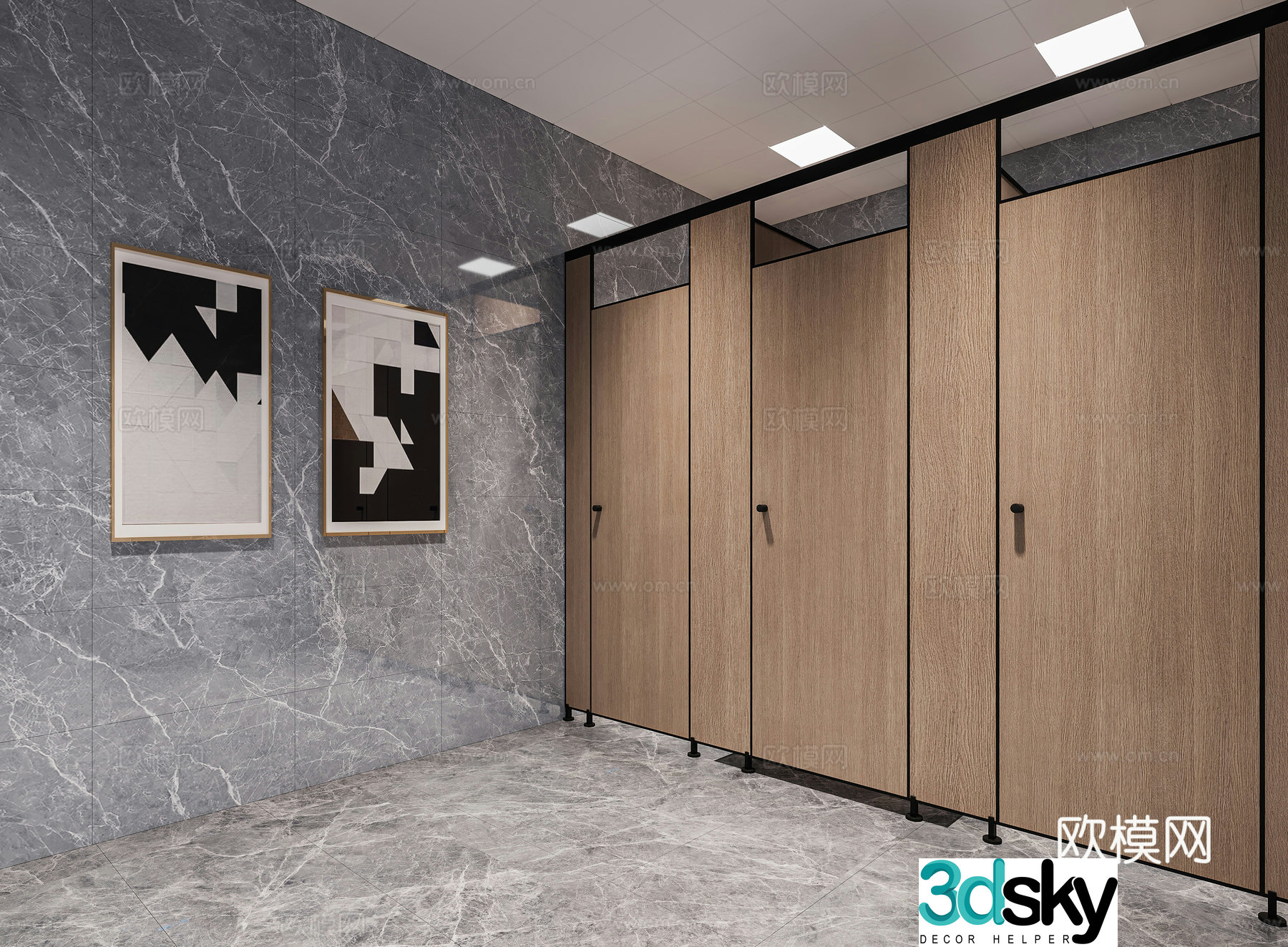 Modern public bathroom 3d model