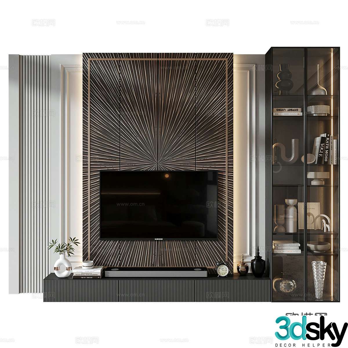 Modern light luxury TV background wall 3d model