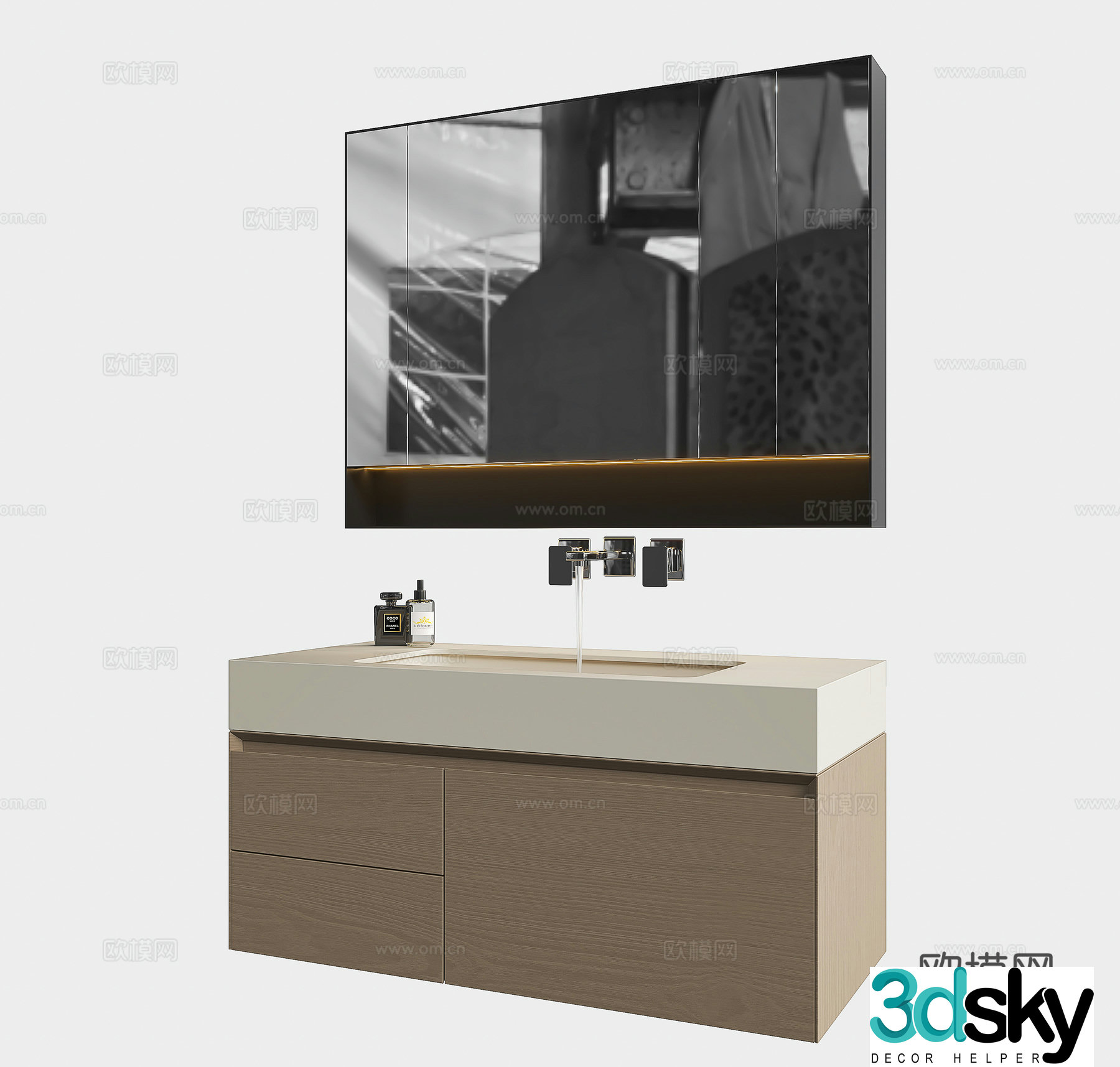 Modern bathroom cabinet bathroom sink mirror cabinet 3d model