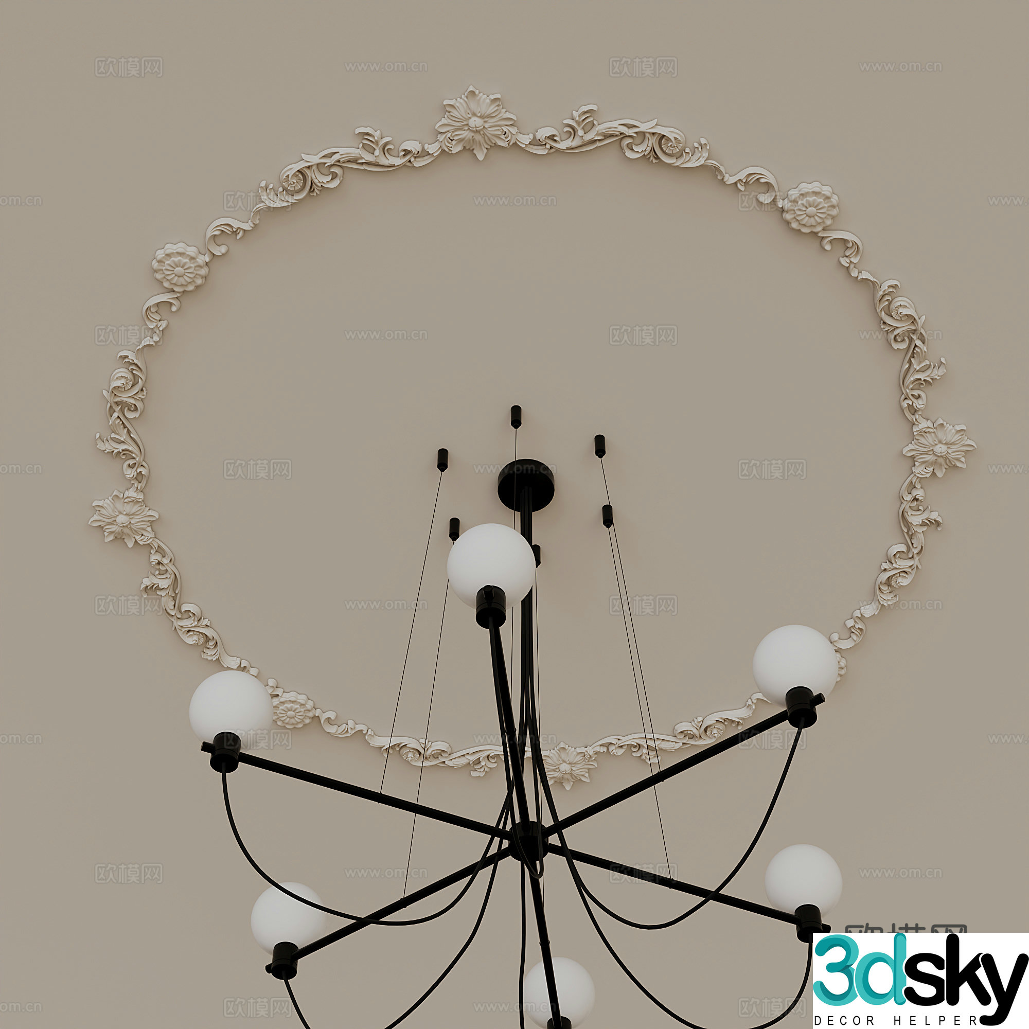 French carved lantern plate 3D model