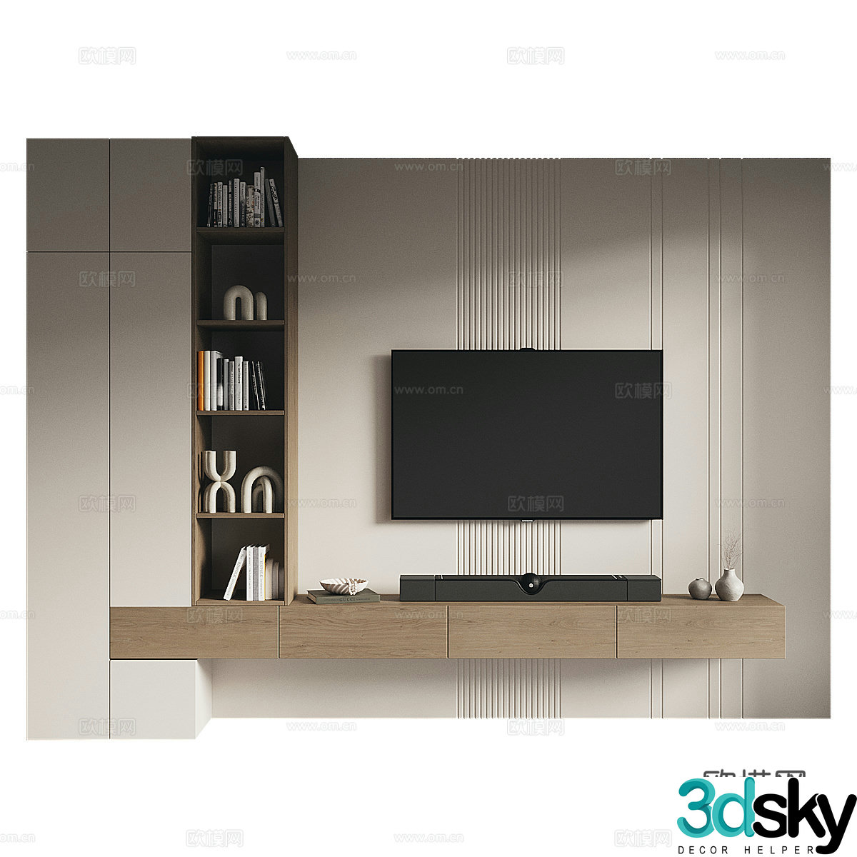 Modern minimalist TV background wall 3d model