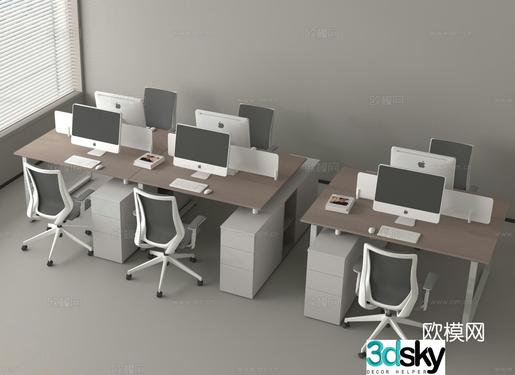 Office desk work station post table table 3D model
