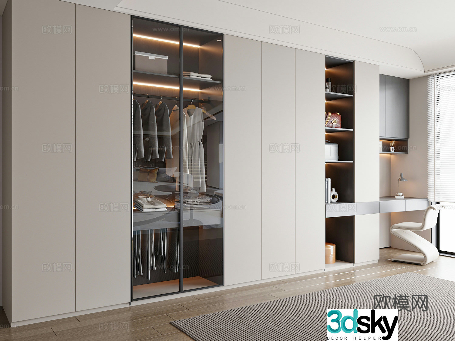 Modern wardrobe dressing table wardrobe 3d model