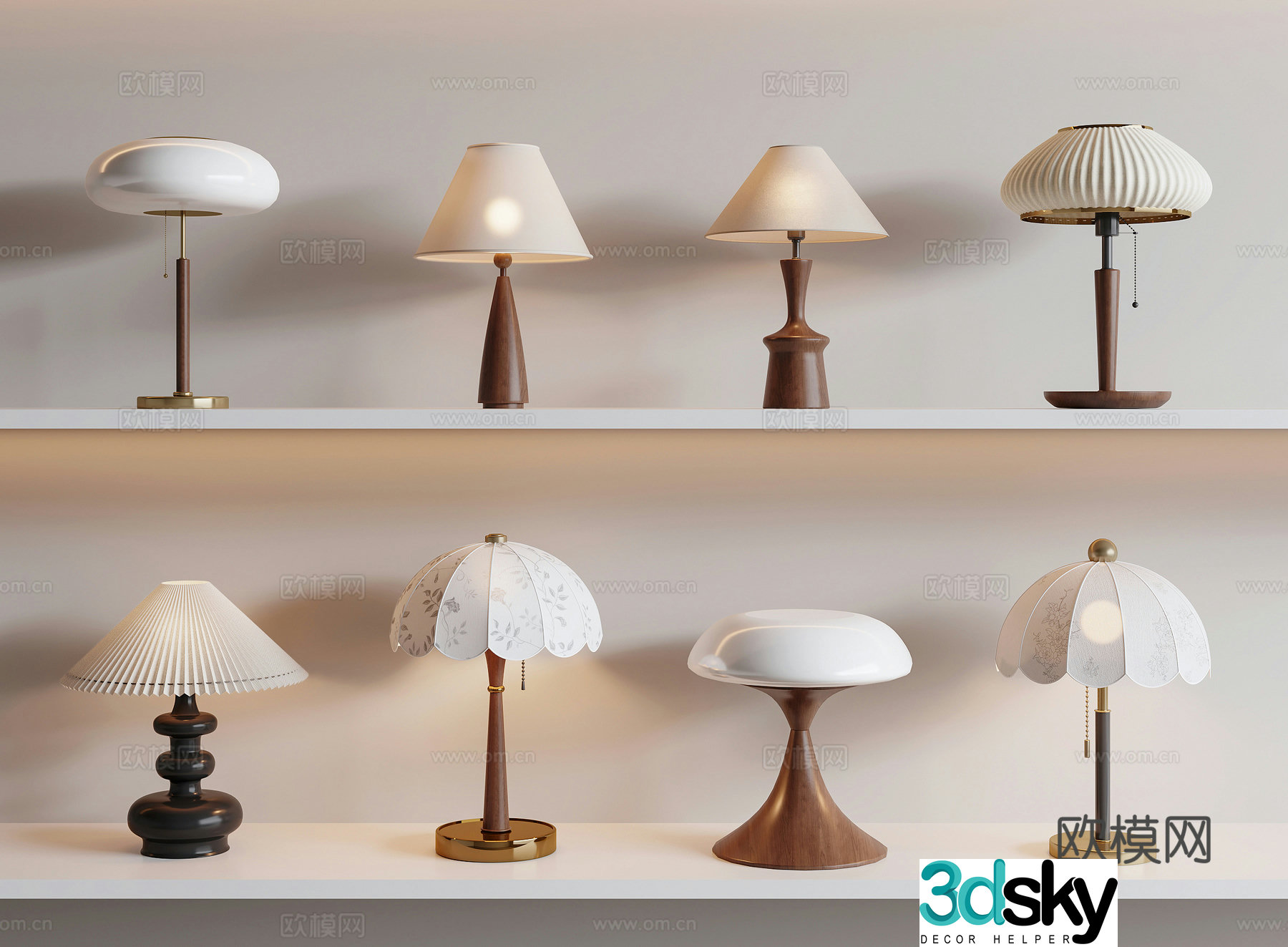 Middle-aged style table lamp retro table lamp 3d model