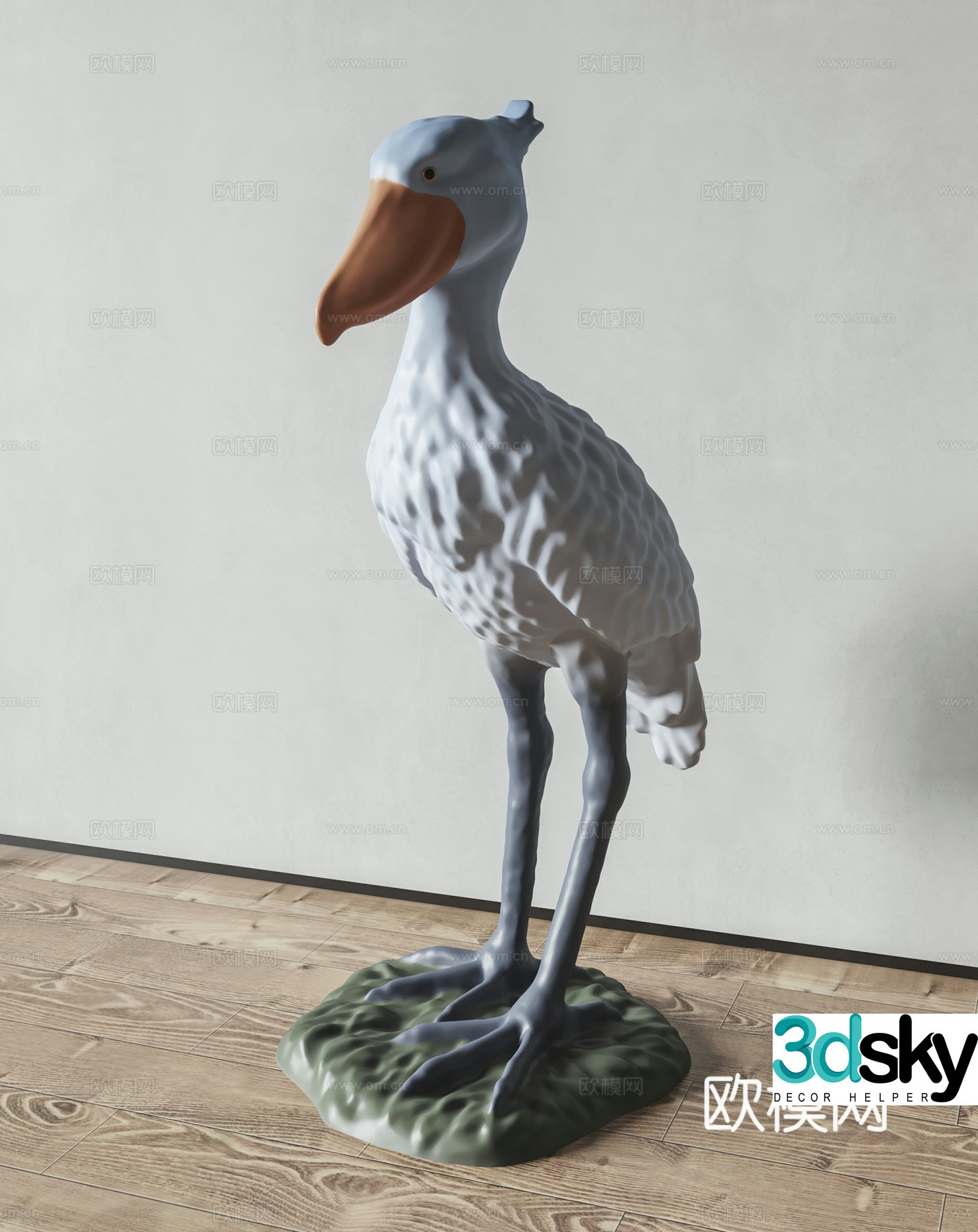 Modern whale head stork sculpture 3d model