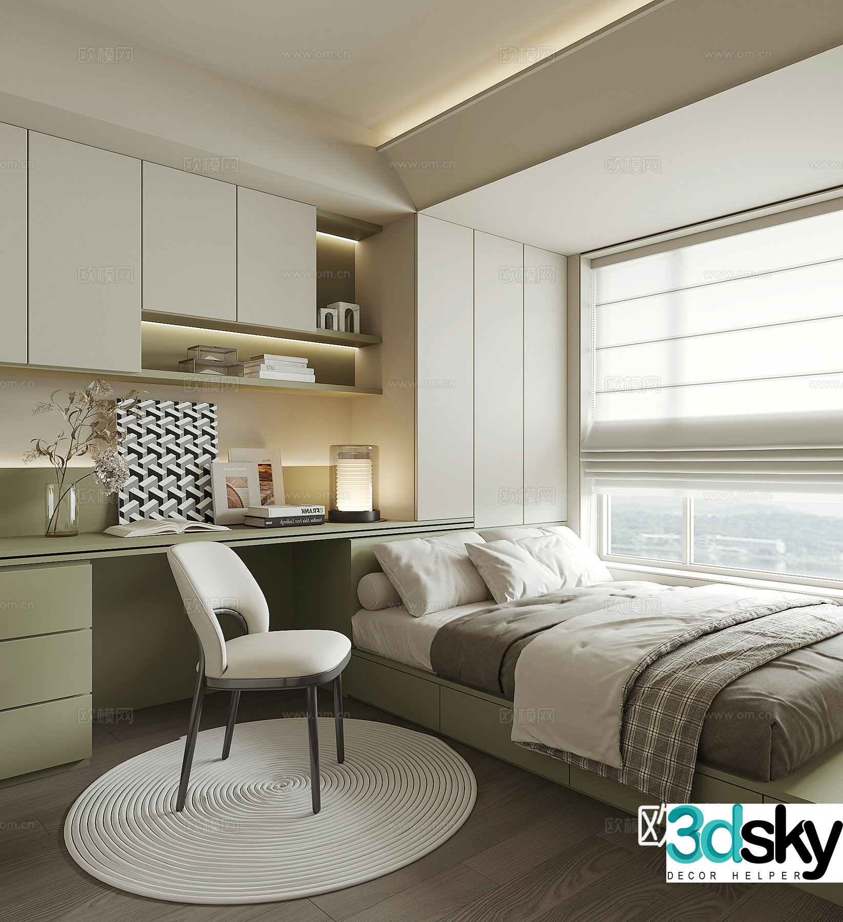 Modern tatami bedroom 3d model