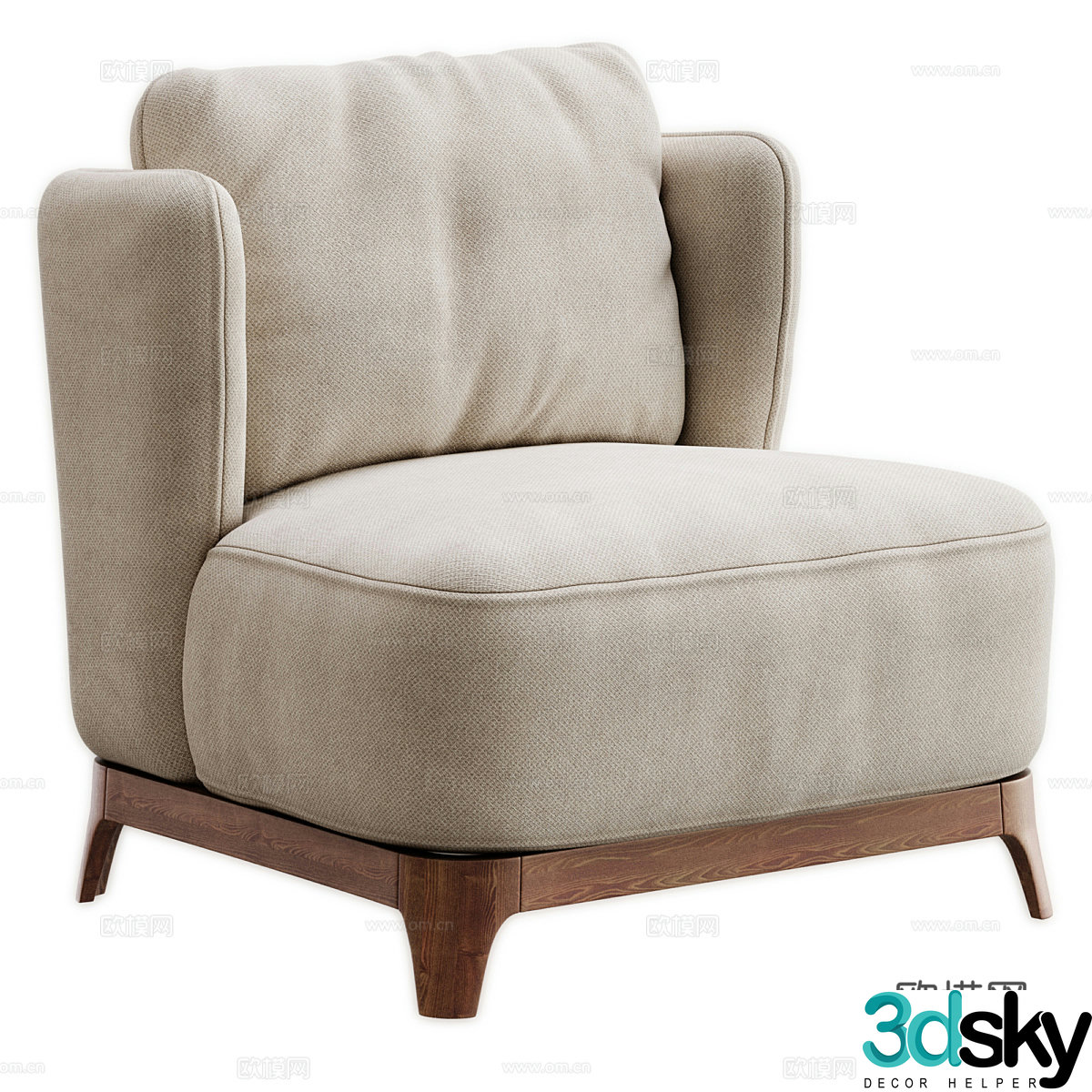 New Chinese style Alma fabric leisure chair 3d model
