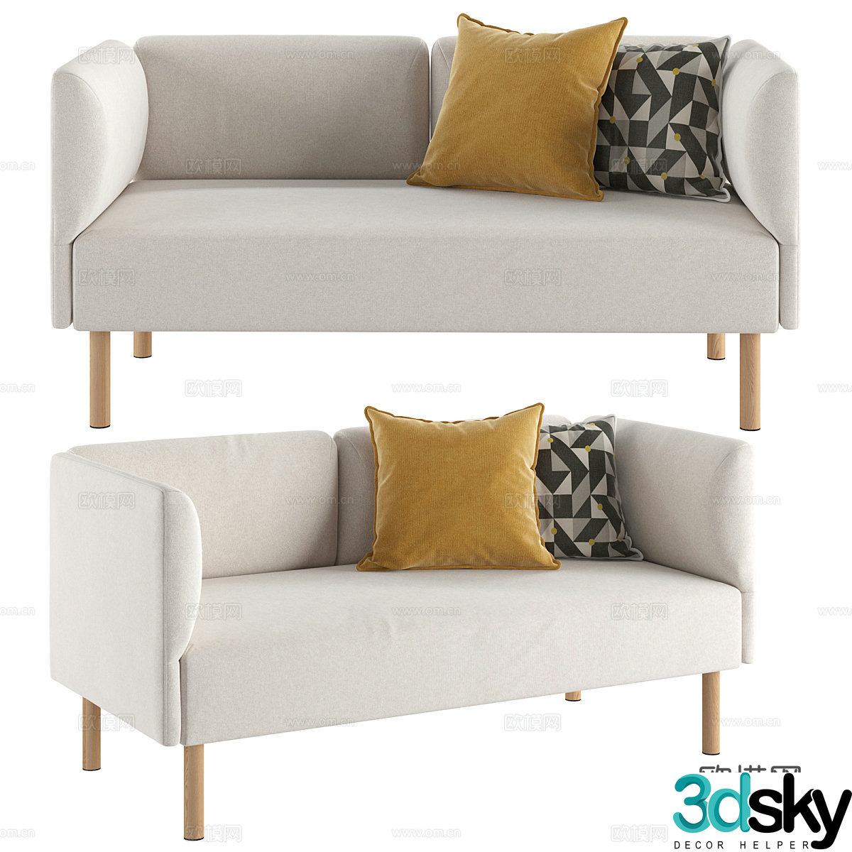 Modern Nordic Lillehem Dual Sofa 3D Model