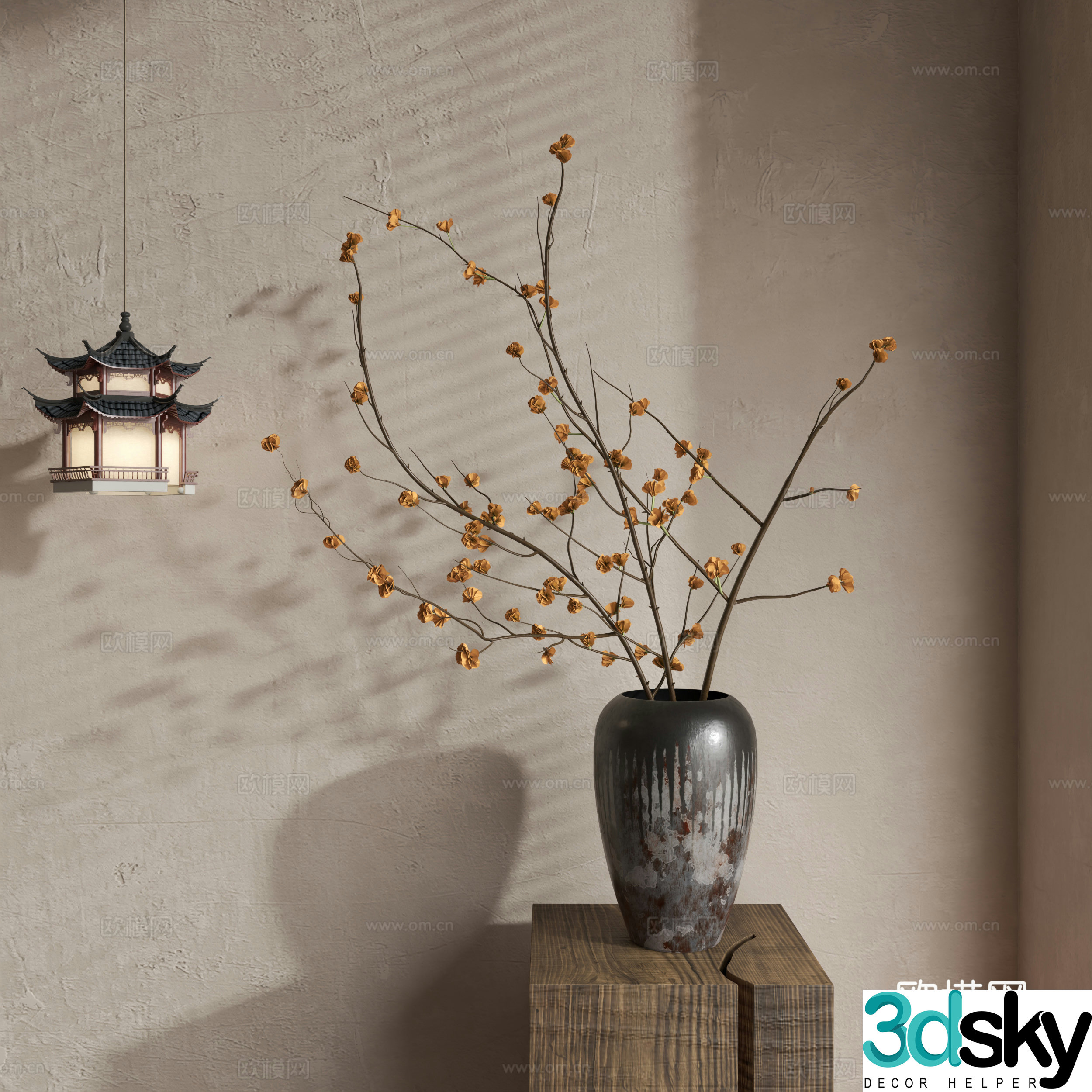 Waverly Flower Art Middle Ages Flower Art New Chinese Flower Art Modern Flower Art Vase 3D Model