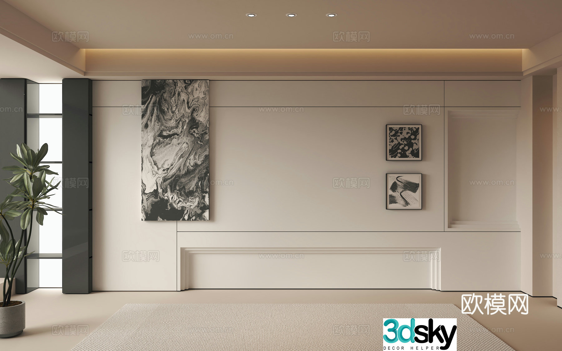 Modern background wall decorative 3d model