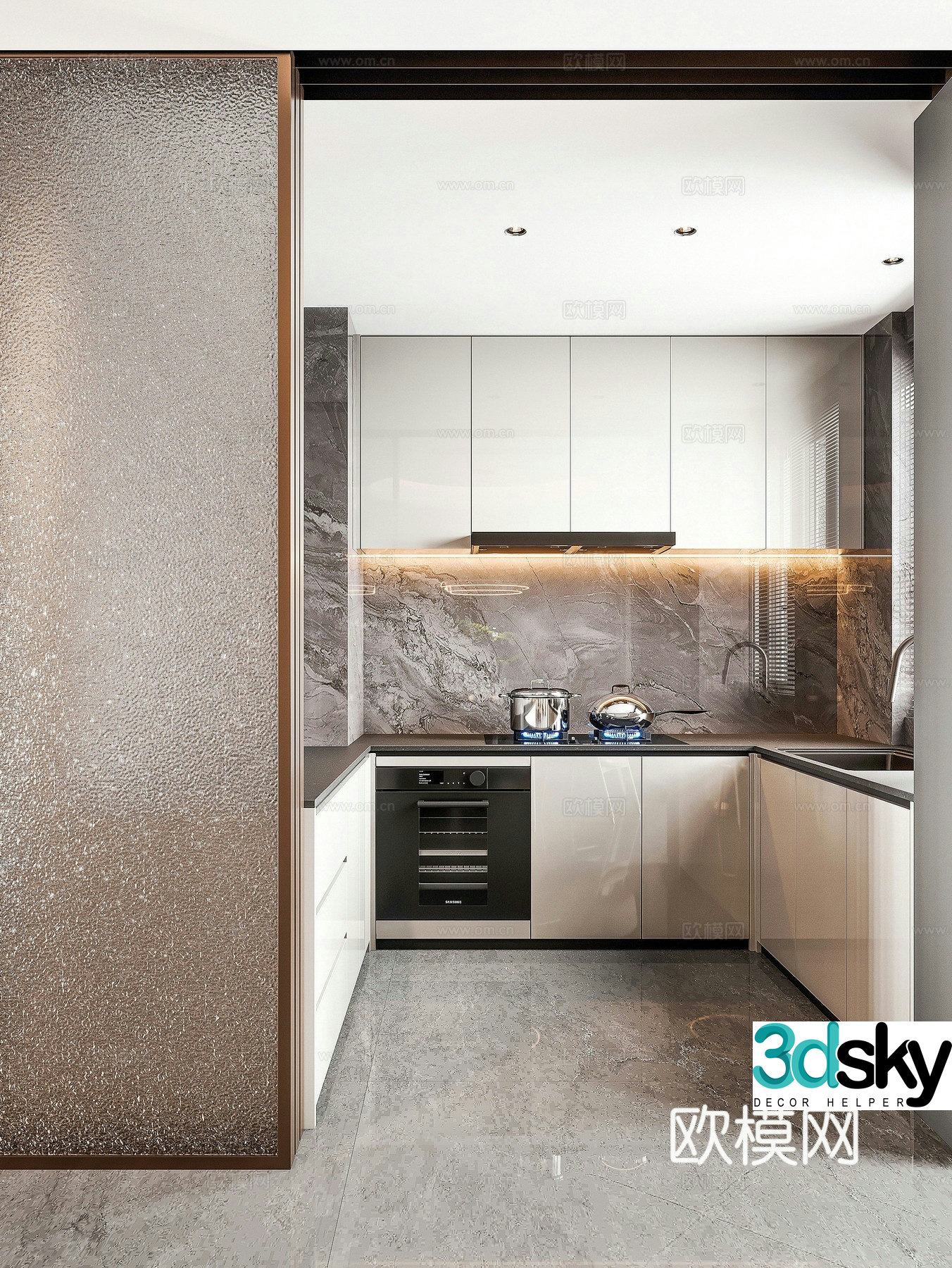 Modern kitchen entrance 3d model