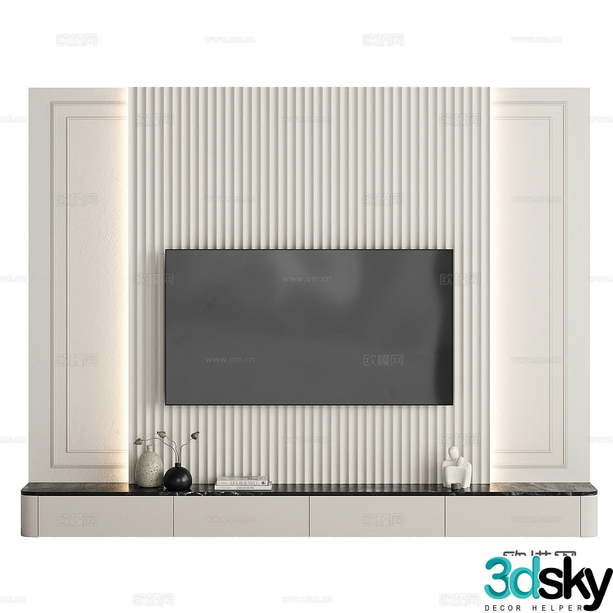 Modern TV background wall 3d model