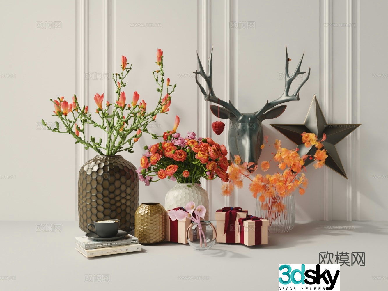 Modern vase ornament combination 3d model