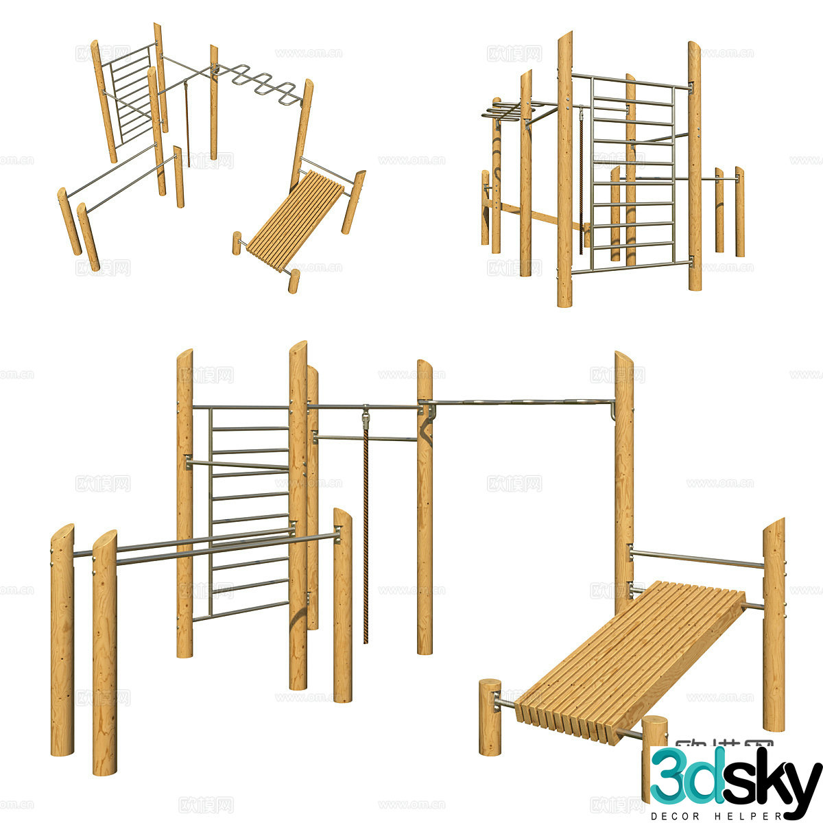 Modern outdoor fitness equipment 3d model
