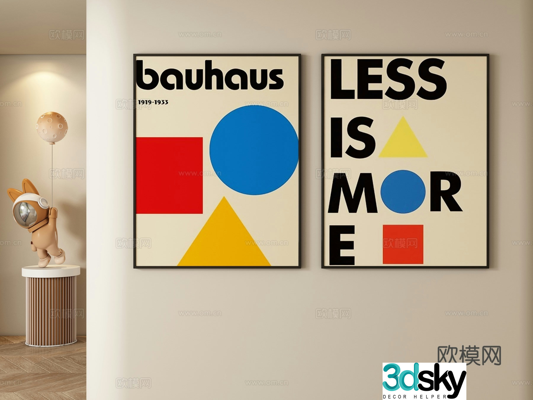 Modern cream style decorative painting hanging painting 3d model