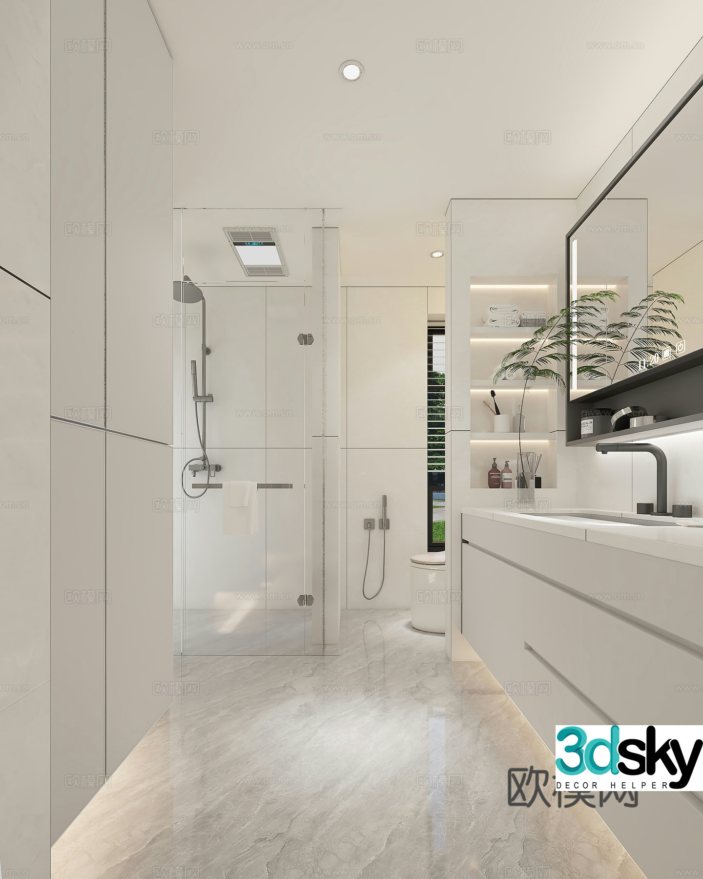 3D model of home decoration master bedroom bathroom