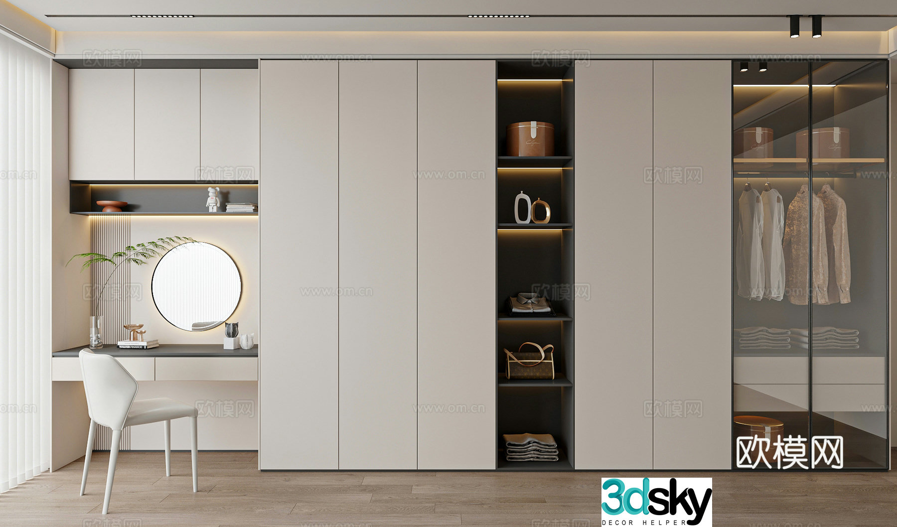 Modern wardrobe dressing table wardrobe 3d model