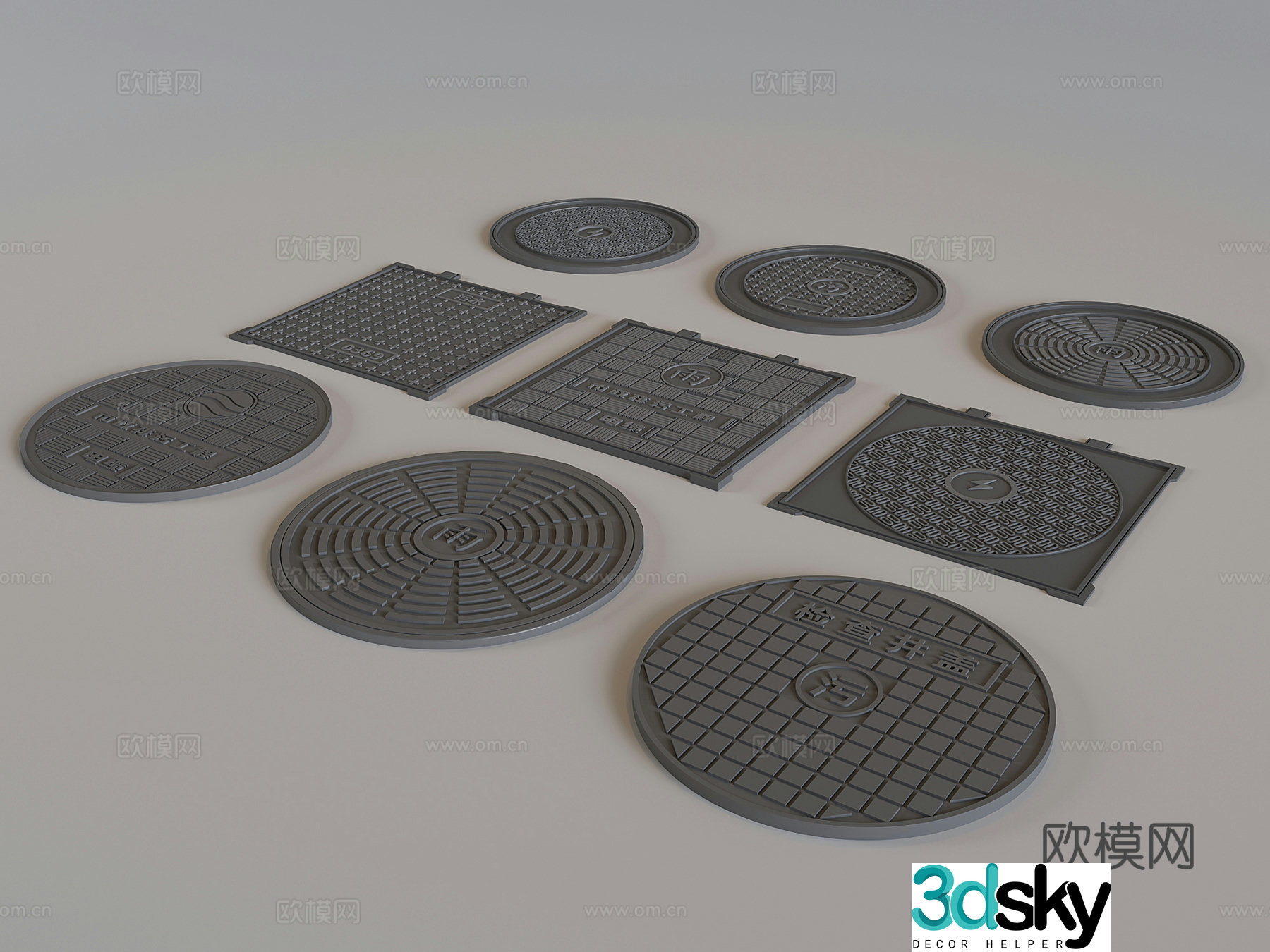 Manhole cover rainwater grate cover Check well drainage manhole cover Municipal drainage sewage manhole cover 3D model