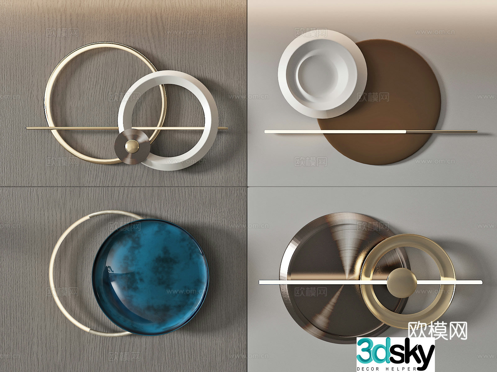 Modern light luxury wall decoration pendant three-dimensional painting art installation 3d model