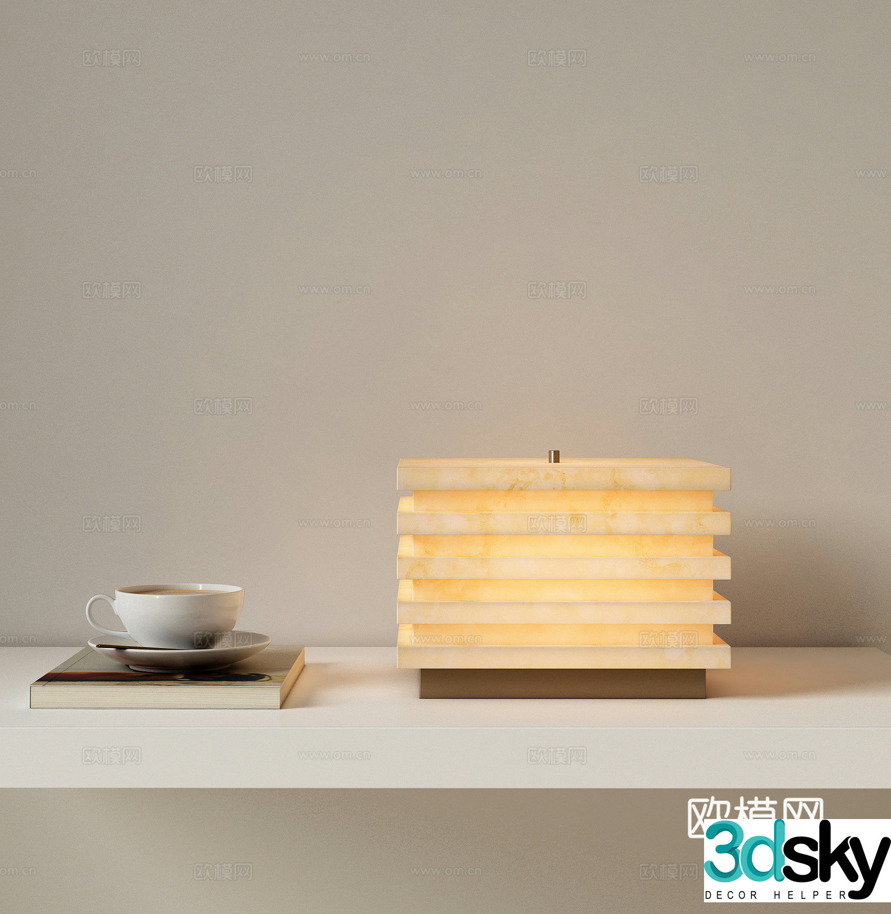 Modern light luxury desk lamp translucent stone desk lamp retro desk lamp living room desk lamp bedside desk lamp 3D model