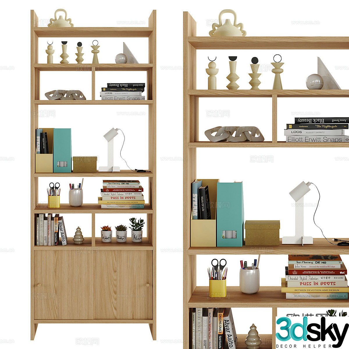 Modern creamy children’s bookcase 3d model
