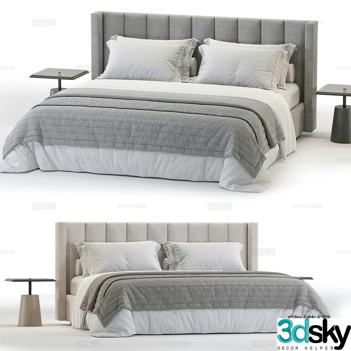Modern fabric double bed 3d model