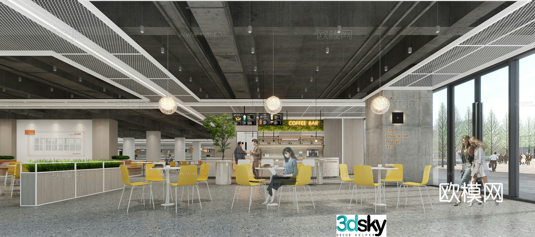 Modern water bar area 3D model
