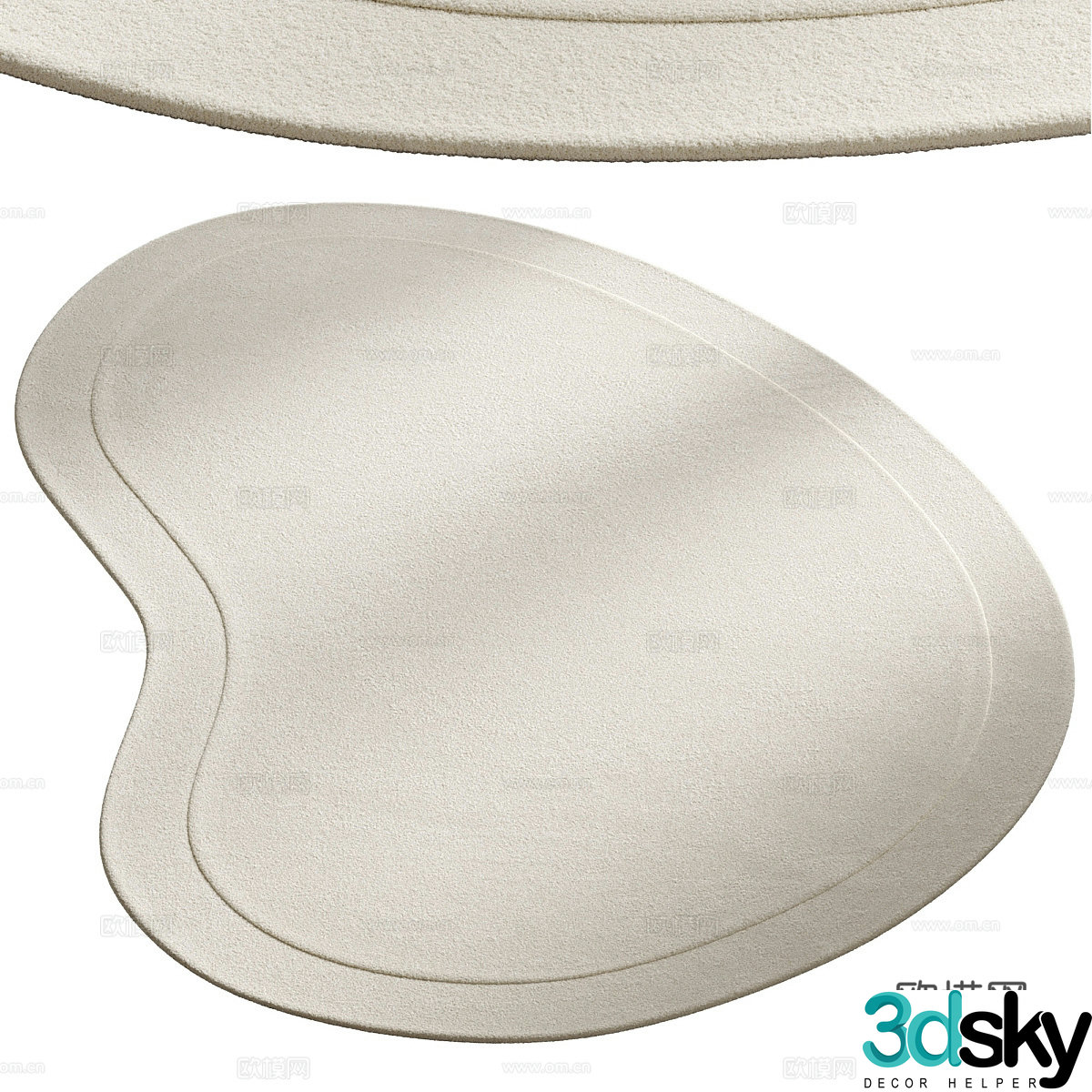 Modern cream style fabric carpet 3d model