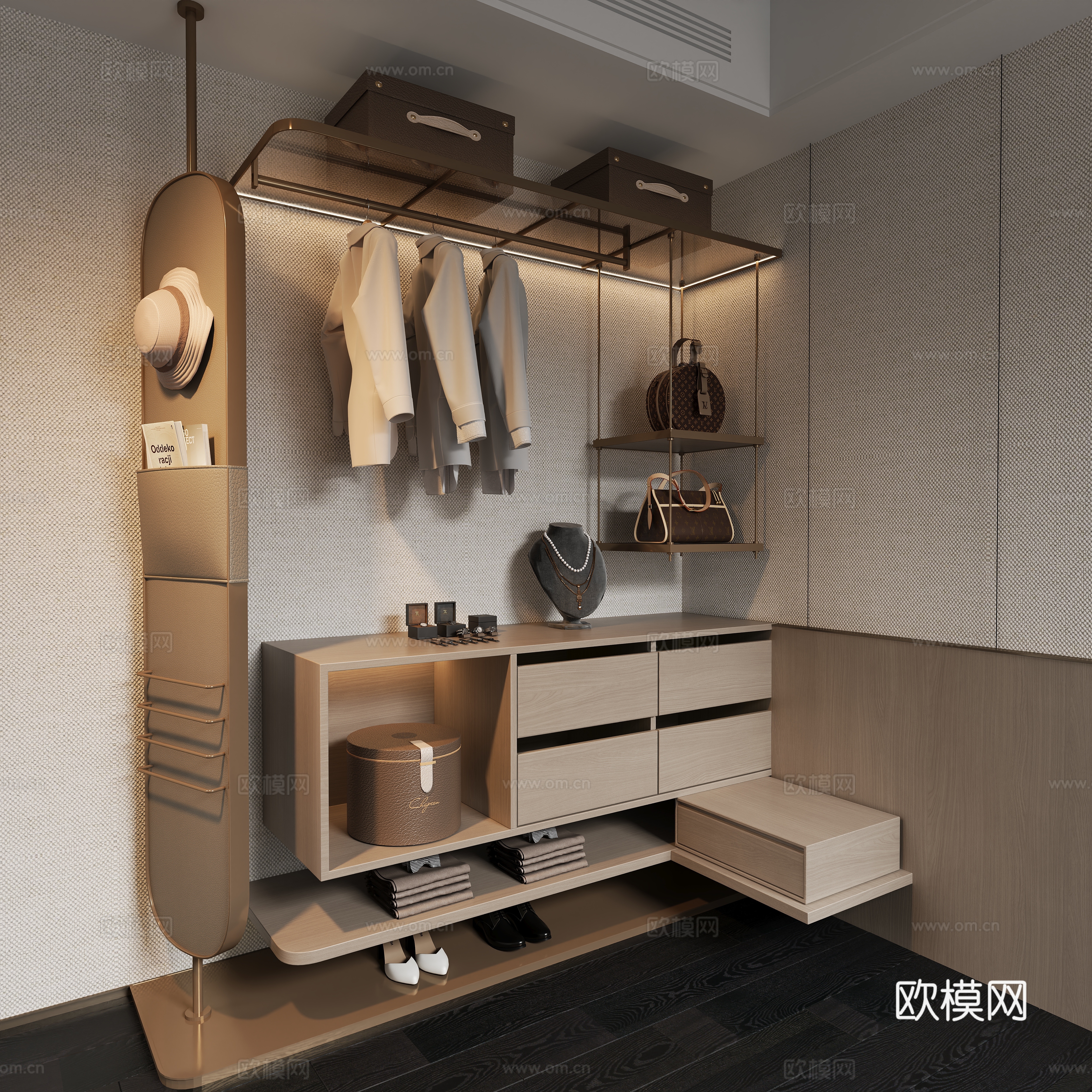 Modern light luxury open wardrobe ornament 3D model
