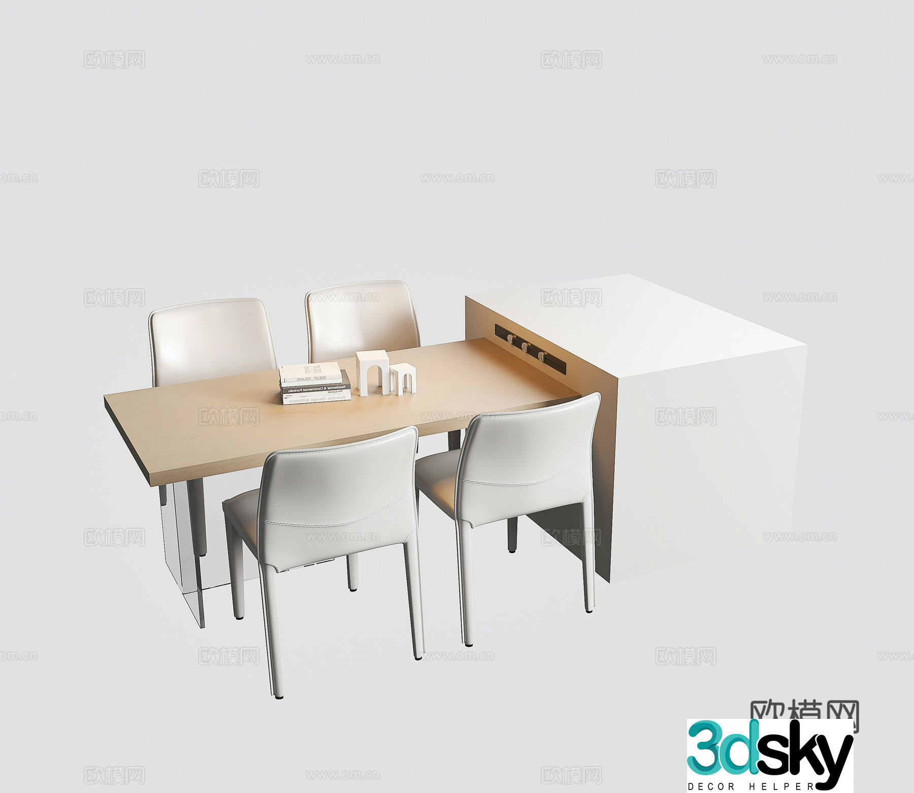 Modern island table and chairs Modern dining table and chairs Rectangular dining table and chairs 3D model