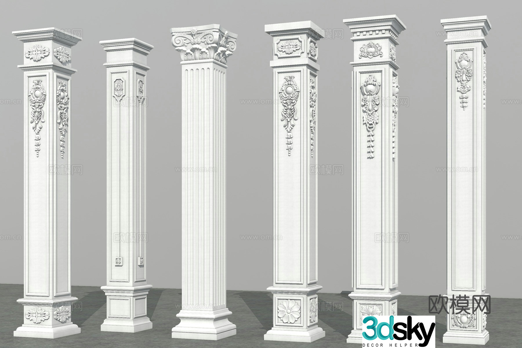 European Roman column corner column 3D model